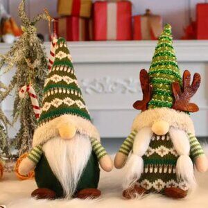New Green Swedish Christmas Holiday Gnomes Home Decor Accent 8 in